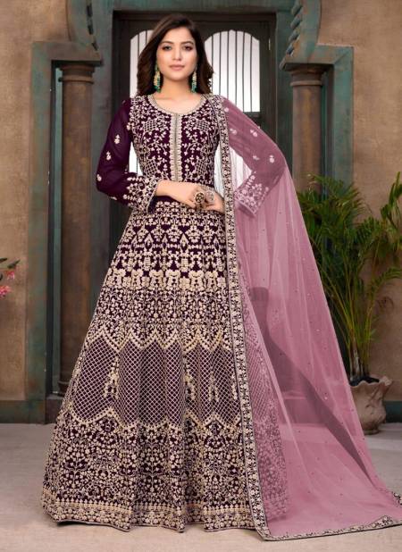 Maroon Colour TWISHA AANAYA VOL 123 Exclusive Designer Gown Fancy Festive Wear Faux Georgette Embroidered Salwar Suit Collection 2302